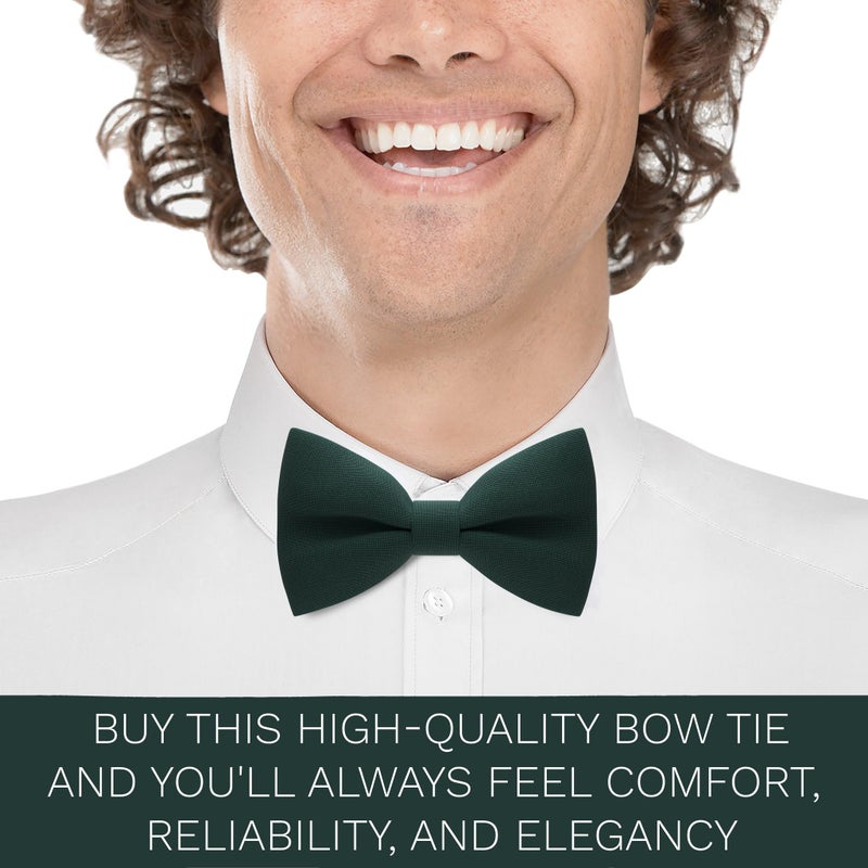 Bow Tie House Men's Classic Pre-Tied Bow Tie Formal Solid Tuxedo (Large, Dark Green) - Image 5